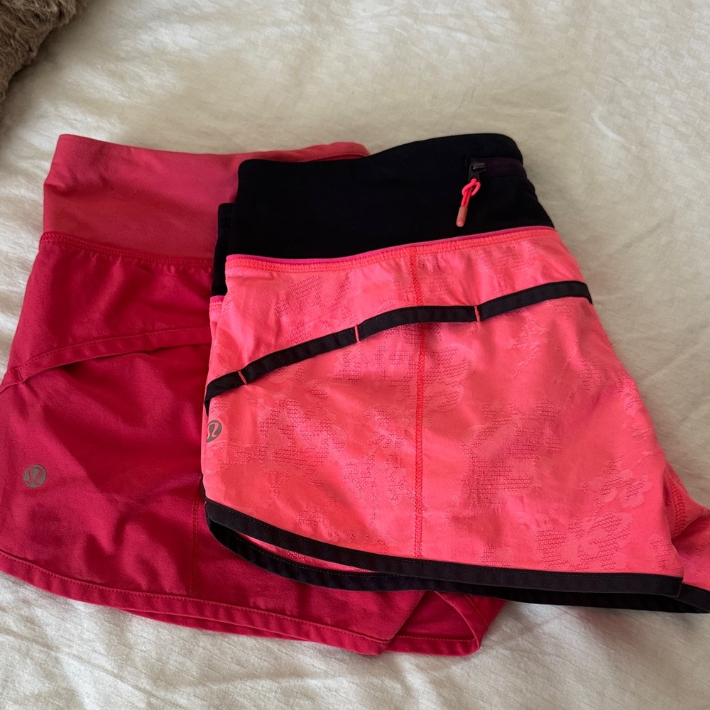 Lulilemon speed shorts size 6 Peach/ grey and Coral